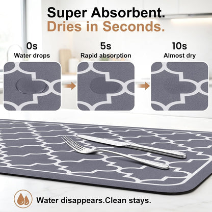 Dish Drying Mat Absorbent Dish Drying Mats for Kitchen Counter 15"X 18" | Stylish Grey, Easy Clean Mat Large Dish Drying Mats Kitchen Drying Mat3