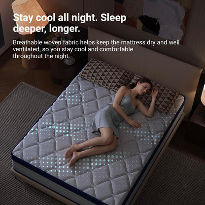 Sleepsphere 12 Inch Queen Mattress, Queen Size Mattresses with Smart Coil Spring Technology for Pressure Relief, Breathable Cover Motion Isolation Certipur-Us Certified Bed Mattress in a Box12