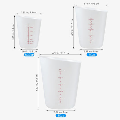 3Pcs Silicone Measuring Cups for Resin, 4Oz(125Ml),8Oz(250Ml),17Oz(500Ml)3