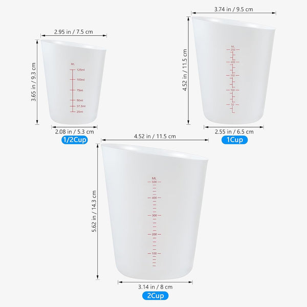 3Pcs Silicone Measuring Cups for Resin, 4Oz(125Ml),8Oz(250Ml),17Oz(500Ml)3