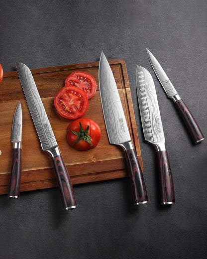 Knife Set, 5PCS Kitchen Knife Set without Block, Stainless Steel Chef Knife Set with Pakkawood Handle, Professional Kitchen Gift Sets for Cooking Lovers & Farther'S Day8