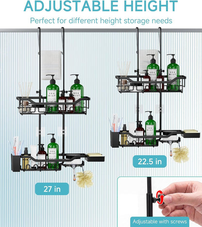 Shower Caddy Hanging over the Door, Upgraded Extended Length Shower Organizer, Rustproof Bathroom Rack with Hooks Soap Holder3