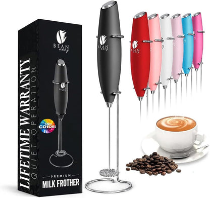 Milk Frother Handheld - Coffee Mixer Wand with Stand - Black | Battery Operated, Stainless Steel Whisk, 19000 RPM, Protein Powder Blender, Electric Stirrer, Mini Foamer1