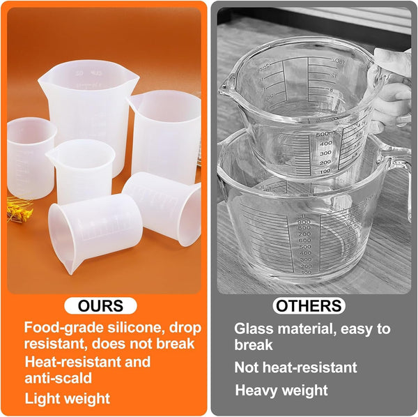 6 Pcs Silicone Cups for Melting Chocolate Silicone Measuring Cups with Scale Pouring Spout for DIY Chocolate Cake Strawberries Treats4