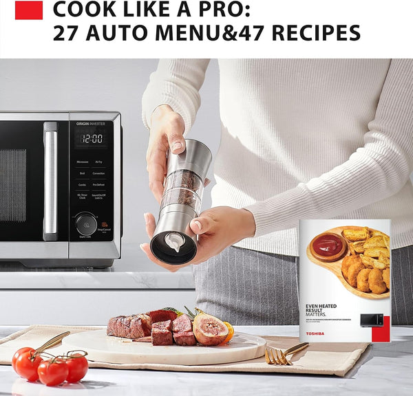 Optichef Series Inverter Countertop Microwave with Air Fryer – All-In-One, Broil, Convection, Speedy Combi, Even Defrost, 11.3" Turntable, 27 Auto Menus + 47 Recipes, Stainless Steel7