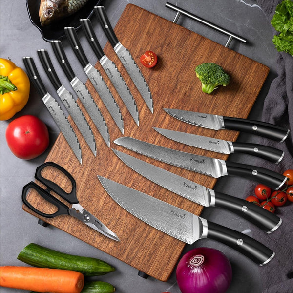 14-Piece Damascus Knife Set with Block, Ultra Sharp6