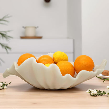 Off-White Large Decorative Bowl - 16” Fruit/Key/Purse Bowl for Home Decor - Coffee Table & Entryway Table Decor - Scalloped Ruffle Bowls - Unique Centerpiece Bowls(Big)6