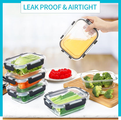 10 Pack Glass Meal Prep Containers, 22 OZ Glass Airtight Food Storage Containers with Lids, Pantry Kitchen Storage Containers for Lunch, Food Storage, Meal Prep, Lunch Bento Boxes3