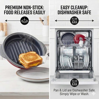 Microwave Grill Pan | Microwave Griller, Griddle & Crisper Pan with Lid for Grilling, Browning, and Crisping Foods Microwave Cookware for Grill Meat, Sandwich & Vegetable inside a Microwave6
