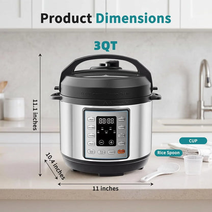10-In-1 Electric Pressure Cooker, 3 Quart Multi Cooker for Rice, Stew and Steam, Small Programmable Stainless Steel Pot with Slow Cook Function and Ceramic Inner Pot9