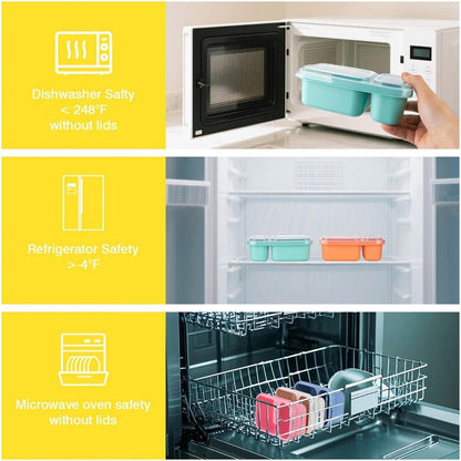 6 Color 2-Compartment Reusable Snack Containers with Lids5