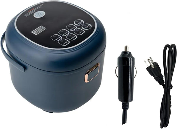 12V/24V/110V Rice Cooker Mini 2L Portable Multicooker 24H Keep Warm Small with Steam Tray Picnic Camping Travel for Car/Truck/Home (Blue)2