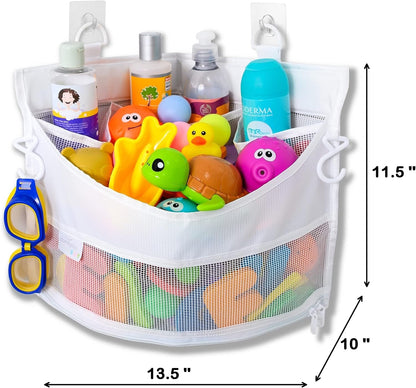 Mesh Bath Toy Holder Organizer – the Perfect Corner Bathtub Toy Storage & Bathroom or Shower Caddy – This Multi-Use Net Bag Makes Baby Bath Toy Storage Easy – for Kids & Toddlers3