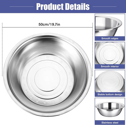 2 Pack Large Mixing Bowls 17 Quart Stainless Steel Flat Base4