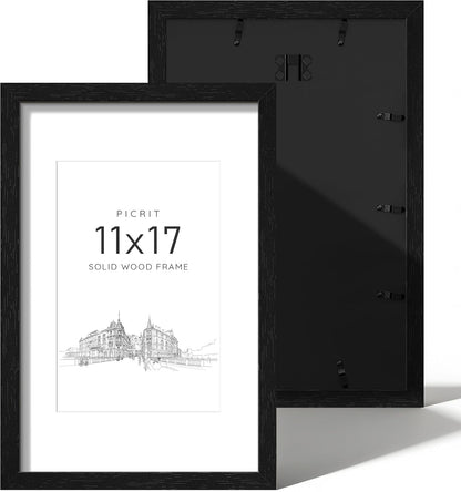 11X17 Solid Wood Frame Set of 2, Black Wood Grain Gallery Wall1