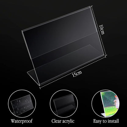 50 Pcs Acrylic Picture Frames Bulk 4 X 6 Inch Plastic Sign Holder Clear Frame Horizontal L Shape Acrylic Photo Slanted Back Plastic Picture Display Stand Flyer Holder for Office Home Desktop3