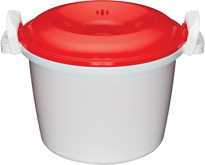 Rice Cooker - Microwave Steamer, BPA Free Plastic, 1.5 Litre, White/Red3