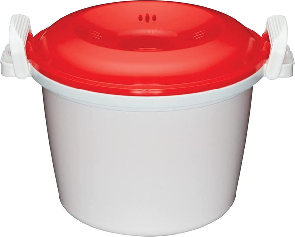 Rice Cooker - Microwave Steamer, BPA Free Plastic, 1.5 Litre, White/Red3
