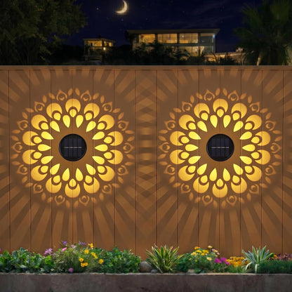 Warm White Solar Fence Lights Outdoor Metal IP55 Waterproof1