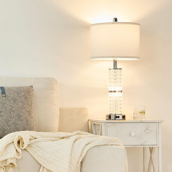 Crystal Table Lamps Bedside for Living Room Bedroom with USB Ports8