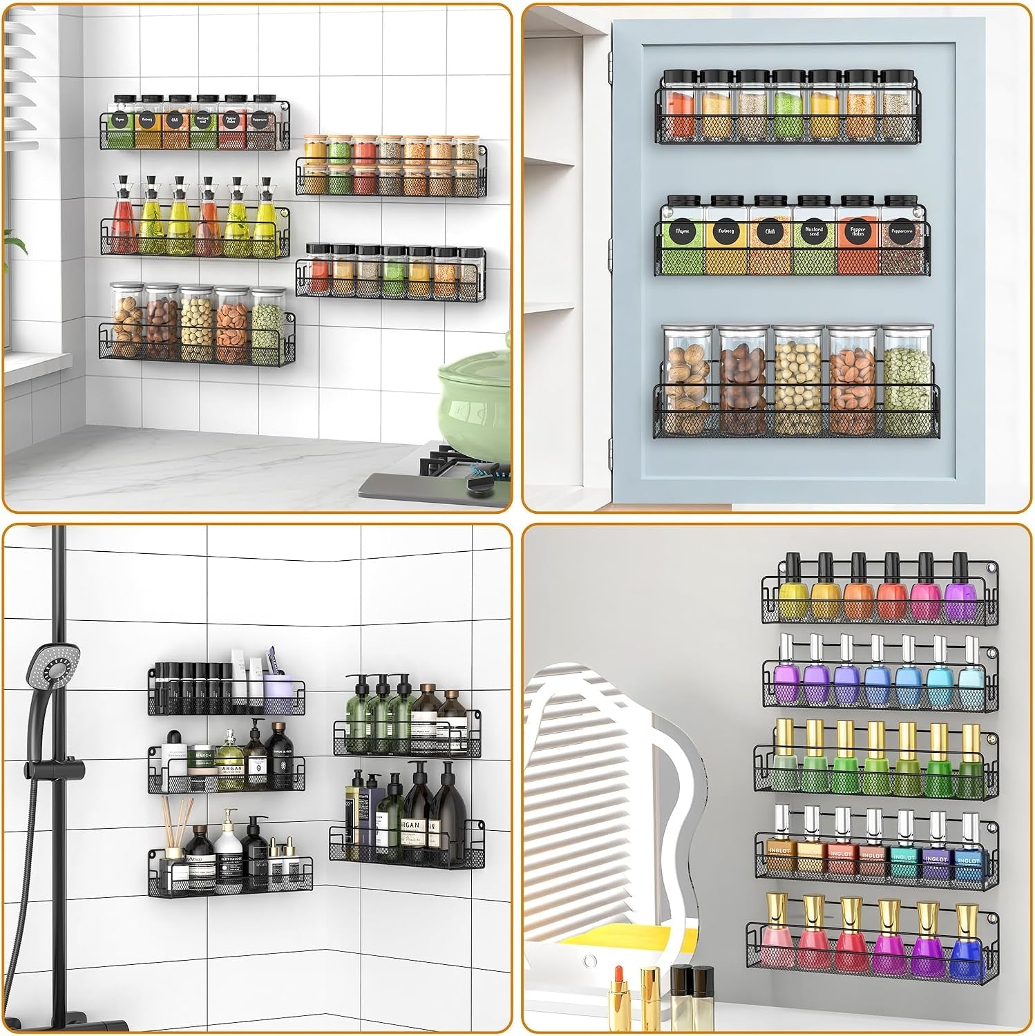 wall-mounted-spice-rack-organizer-pantry-door-organizer-hanging-storage-baskets-metal-spice-shelf-for-kitchen-cabinet-3-depth-sizes-hold-large-jars-to-nail-polish-bottles-5-pack