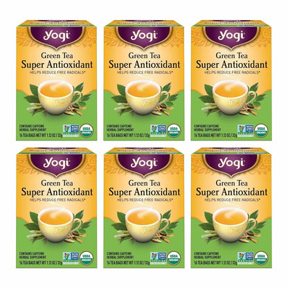 Yogi Green Tea Super Antioxidant, 16 Tea Bags (4 Pack) | Organic Green Tea with Licorice Root and Jasmine for Antioxidant Support, Bright Citrus and Floral Notes1