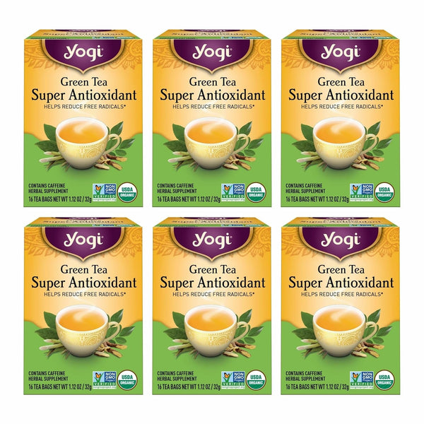 Yogi Green Tea Super Antioxidant, 16 Tea Bags (4 Pack) | Organic Green Tea with Licorice Root and Jasmine for Antioxidant Support, Bright Citrus and Floral Notes1