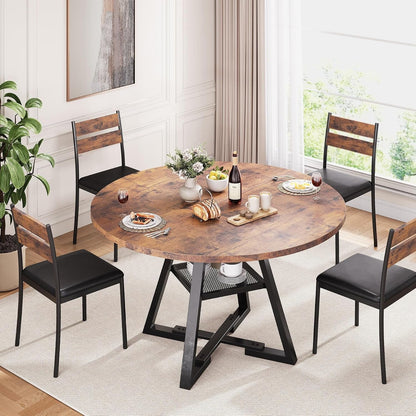 round Dining Table for 4,Kitchen Dining Room Circle Dinner Pedestal Table,Space Saving Wood Kitchen & Dining Room Furniture (Vintage, 46In)3