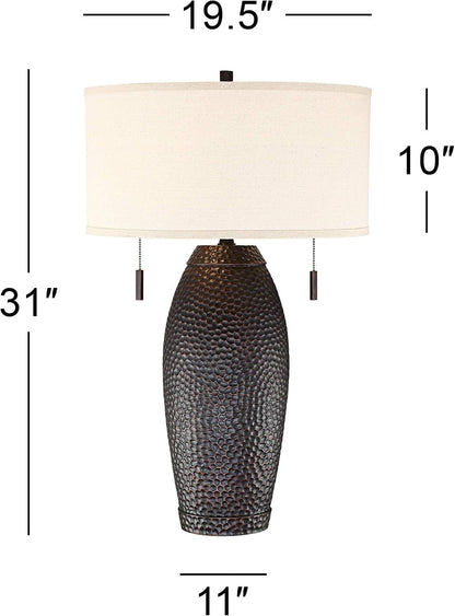 Noah 31" Large Table Lamps Set of 2 Bronze Vase Hammered Pull Chain4