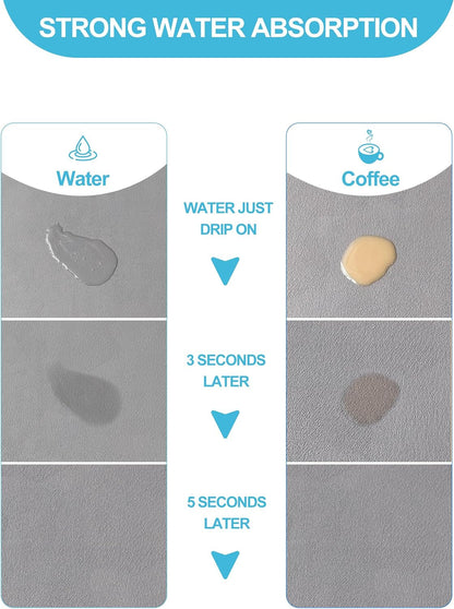 Dish Drying Mat for Kitchen Counter, 12"X19" Pad with Rubber Backed (Grey) | Hide Stain anti Absorbent for Kitchen Counter, Non-Slip Drying Mat for Coffee Machine Dish Rack2
