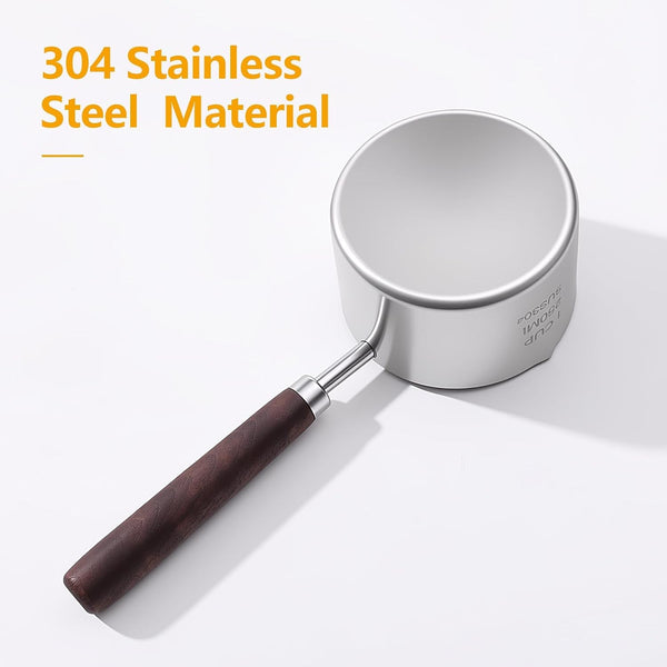 Pet Food Scoop, 1 Cup, 304 Stainless Steel, Wooden Handle5