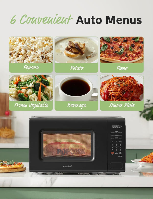 Countertop Microwave Oven 0.7 Cu.Ft, 700W, Black, Child Lock | 11 Power Levels, Multi-Stage Cooking, Weight/Time Defrost, Memory Function, for Apartment, Dorm, Office3