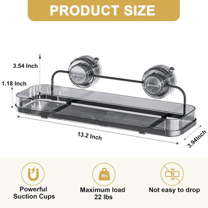 Suction Cup Shower Caddy, Wall Mounted No Drilling Bathroom Shower Organizers Storage Rack, Removable Shelves for inside the Shower, Black4