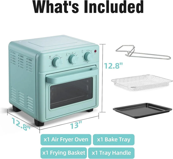 Air Fryer Toaster Oven Combo, Retro Convection Oven Countertop,16Qt Small Toaster Oven, 4-Slices or 9" Pizza,Bake,Toast,Broil, Air Fry, Rapid Heating Mini Conventional Oven, Non-Stick, Blue6