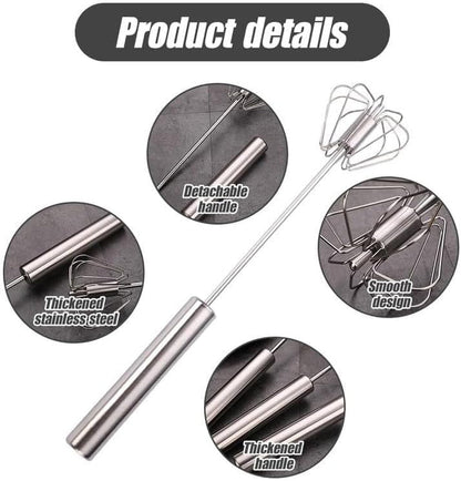 Stainless Steel Whisk, Egg Whisk Hand Push Rotary Whisk Blender, Hand Push Mixer Stirrer Tool for Cooking Kitchen Home Egg Milk (1PCS)7