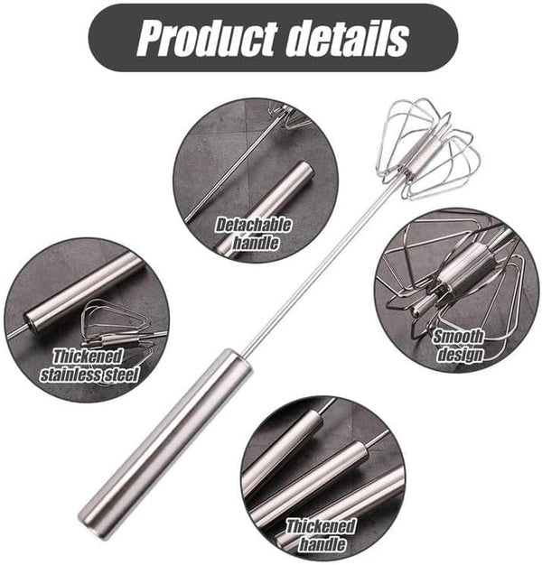 Stainless Steel Whisk, Egg Whisk Hand Push Rotary Whisk Blender, Hand Push Mixer Stirrer Tool for Cooking Kitchen Home Egg Milk (1PCS)7