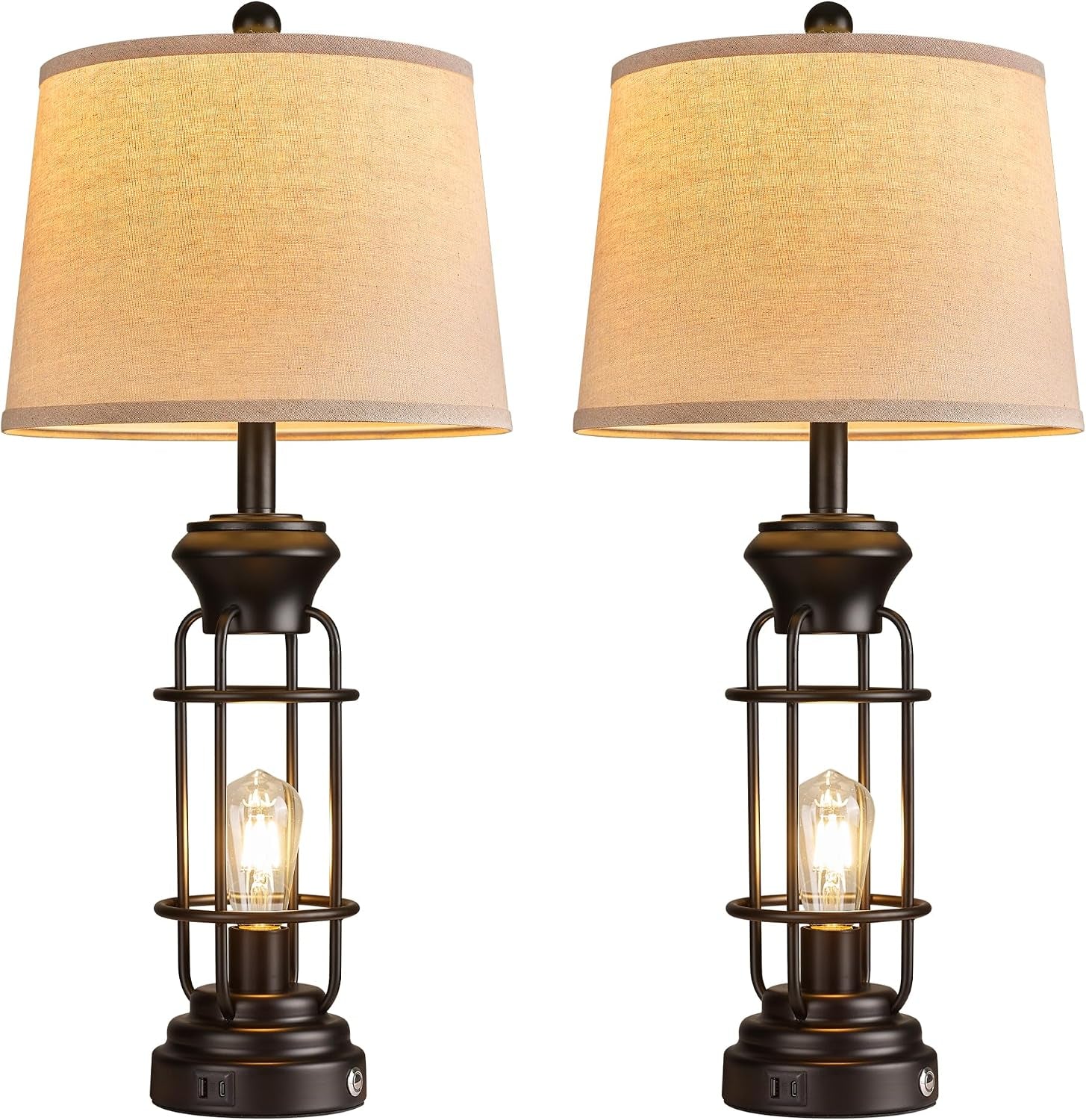 table-lamp-set-of-2-with-usb-ports-28-tall-farmhouse-table-lamp-with-2-nightlight-bulbs-touch-control-table-lamps-for-bedroom-rustic-bedside-lamp-for-end-tables-bulbs-included-black