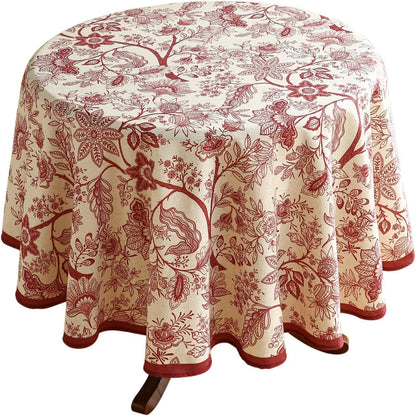 Designer French Linen round Tablecloth,Diameter 55"-Ruyi A1