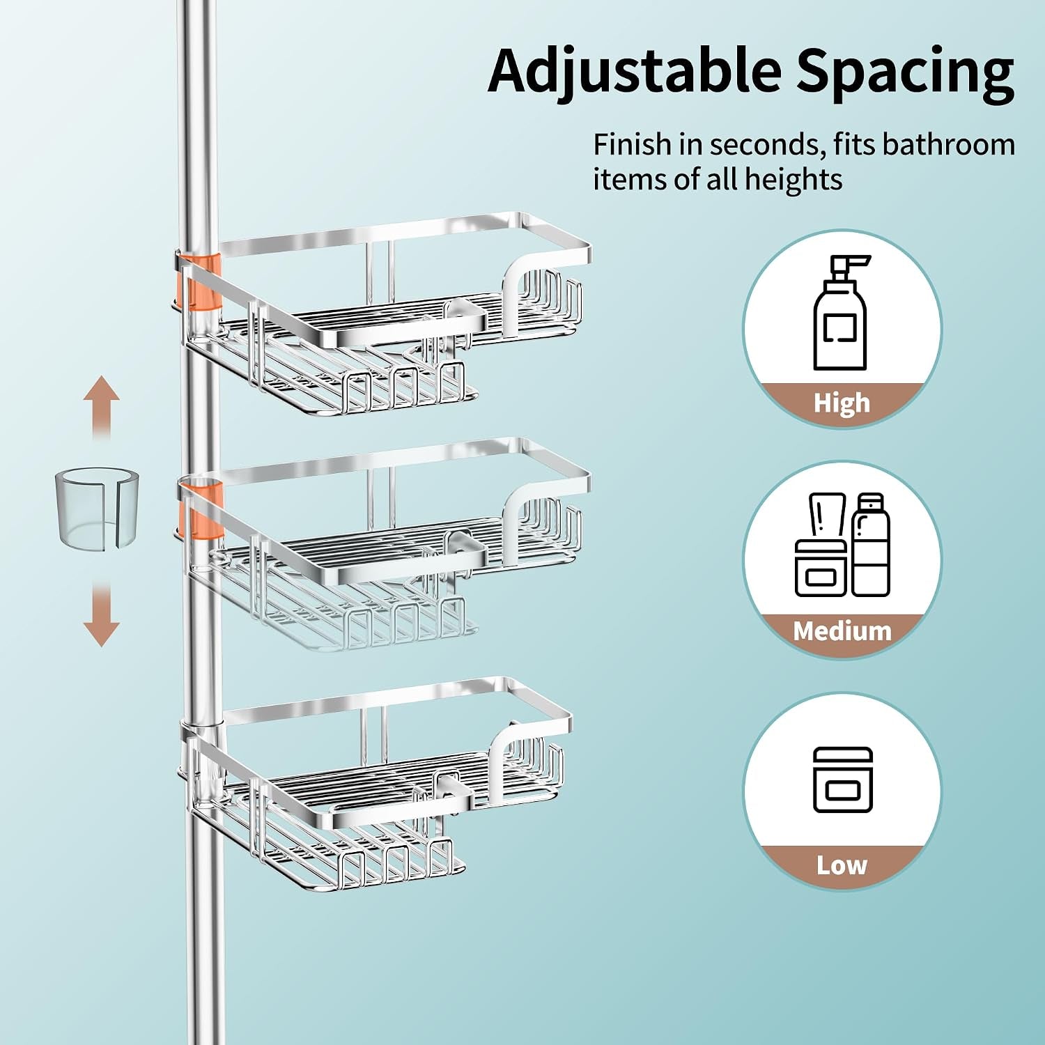 shower-caddy-tension-pole-rustproof-corner-organizer-silver
