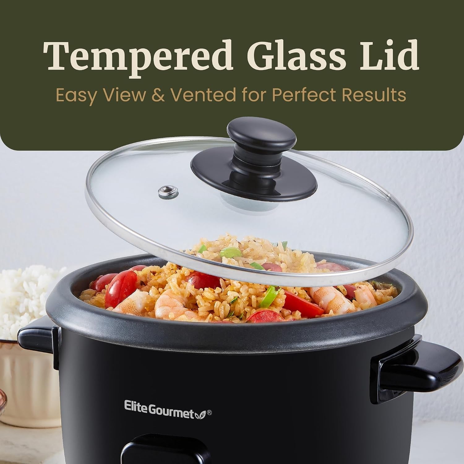 rice-cooker-steamer-non-stick-pot-black-6-cups-cooked-includes-steam-tray-keep-warm-3-cups-uncooked-also-makes-soups-stews-grains-and-cereals