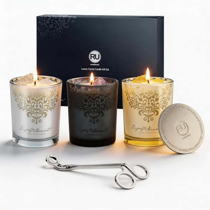Luxury Candle Gift Set for Women, 3X7Oz, Trimmer & Snuffer Lid1