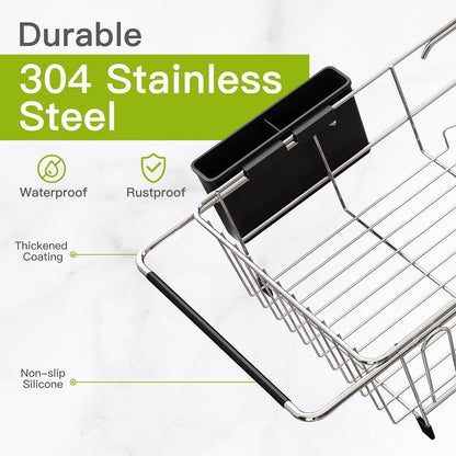 Dish Drying Rack in Sink, Dish Drainer with Cup and Utensil Holder5