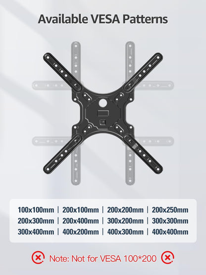 Full Motion TV Wall Mount for Most 26-60 Inch Tvs, Max VESA 400X400Mm Wall Mount TV Bracket with Swivel Tilting Extension Level Adjustment for LED LCD Flat Curved Tvs up to 77 LBS, MU00188