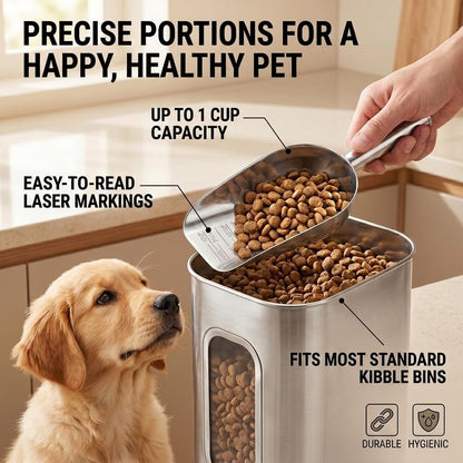 2 Pack 1 Cup Dog Food Scoop,  Stainless Steel Dog Food Measuring Cup, Wet Dry Food Precision Scale, Suitable for Pet Food Grain Rice Flour Ice Cube3