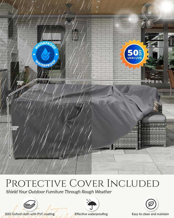 Patio Furniture Set with Waterproof Cover, 7 Pieces Outdoor Sectional8