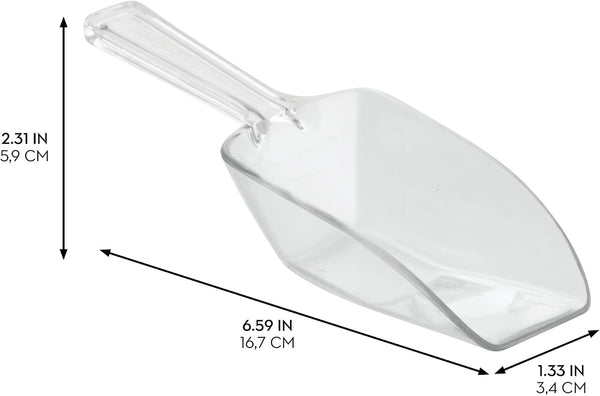 Large Plastic Scoop Measuring Cups – Set of 4, Pet Food, Coffee Grounds, Versatile Scoop, 2.25" X 1.25" X 6.5", 1/3 Cup, Clear3