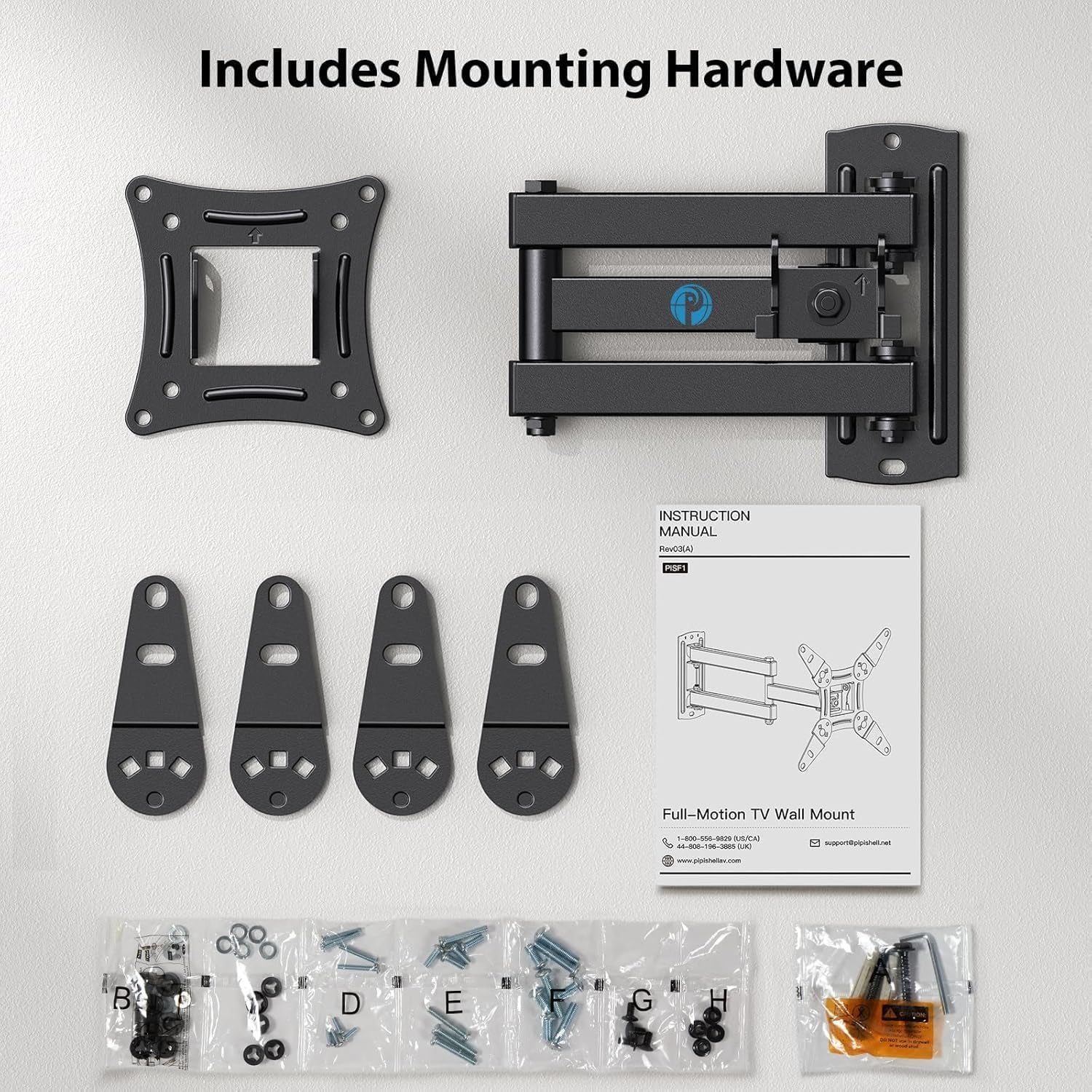 full-motion-tv-wall-mount-for-echo-show-21-15-and-13-43-inch-flat-curved-screen-tvs-monitors-max-vesa-200x200mm-up-to-44lbs-tv-mount-wall-bracket-with-rotation-swivel-tilt-extension