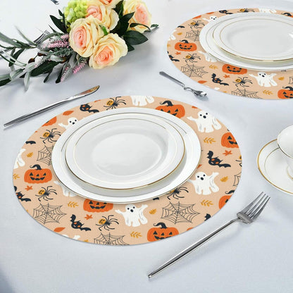 Round Placemats 14 Inch Halloween Style Set of 4 Premium Linen Non Slip & Heat Resistant Stain Resistant for Party Kitchen Dining Kitchen Restaurant Decoration4