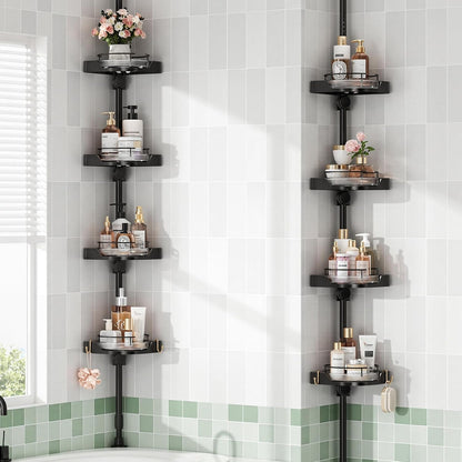 360° Rotating Corner Shower Caddy Tension Pole Organizer, Black1