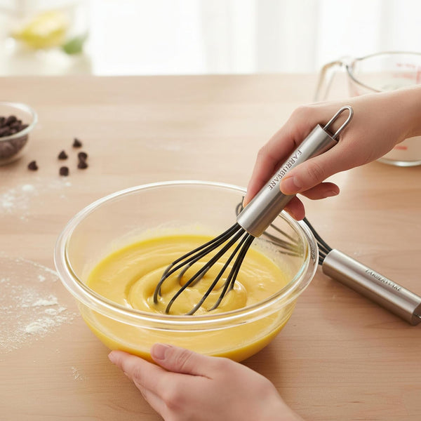 Professional Silicone Mini Whisk Set – Pack of 2 Heat-Resistant Egg Beaters for Sauces, Batters & Whipping, 7" & 9" Stainless Steel Handles, Non-Stick Design for Baking & Cooking (Black)5